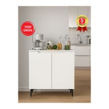 dorpek Olie 2 Kapaklı Çok Amaçlı Dolap, Erzak Dolabı, Kahve Köşesi Dolabı & Kiler Dolabı 90 cm Beyaz