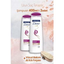 Dove 2x400 ml Uzun Saç Terapisi Şampuan ve Vücut Bakım At Kılı Fırçası