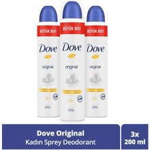 Dove 3x200 ml Original Kadın Sprey Deodorant