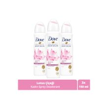 Dove Işıldayan Bakım Lotus Çiçeği Kokusu 3x150 ml Kadın Sprey Deodorant