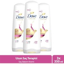 Dove Uzun Saç Terapisi Uzun Yıpranmış Saçlar 3x350 ml Beyaz Saç Bakım Kremi