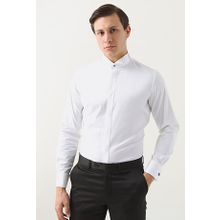 D's Damat 0HSS2DY05546M Slim Fit Beyaz Düz Smokin Erkek Gömlek