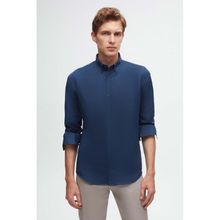 D's Damat 4HC02ORT03265 Slim Fit İndigo Oxford Nakışlı Erkek Gömlek