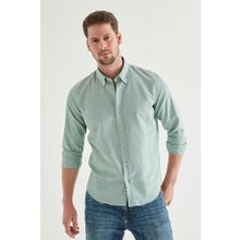 D's Damat 5HC02ORT07265 Slim Fit Yeşil Armürlü Erkek Gömlek