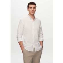 D's Damat 6HC02ORT63265 Slim Fit Beyaz Keten Görünümlü Erkek Gömlek