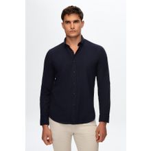 D's Damat 6HC02ORT63265 Slim Fit Lacivert Keten Görünümlü Erkek Gömlek