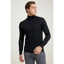 D's Damat 9HF060632007D Regular Fit Siyah Düz Örgü Kazak