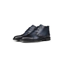 Ducavelli Birmingham Lacivert Deri Bağcıklı Fermuarlı Kaydırmaz Taban Günlük Erkek Bot