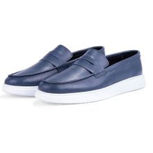 Ducavelli Trim Loafer Lacivert Hakiki Deri Erkek Ayakkabı
