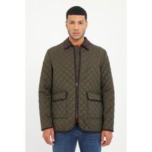 Dufy Haki Erkek Slim Fit Şişme Klasik Yaka Mont - XL