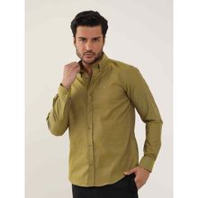 Dufy Hardal Erkek Slim Fit Düz Brent Düğmeli Yaka Uzun Kol Gömlek - 102454