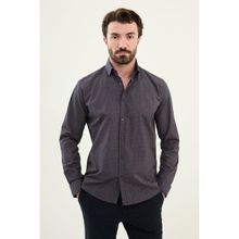 Dufy Lacivert Desenli Pamuk Slim Fit Erkek Gömlek
