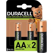 Duracell AA 2500 mAh 2'li Şarj Edilebilir Kalem Pil