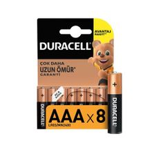 Duracell MN2400 8'li AAA Alkalin İnce Kalem Pil