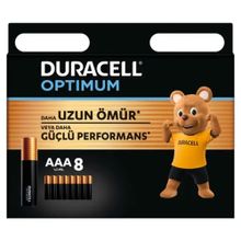 Duracell Optimum LR03-MN2400 1.5 V 8'li Paket Alkalin AAA İnce Kalem Piller