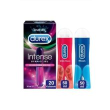 Durex 10 ml Intense Uyarıcı Jel 30 ml Çilek Hazzı ve 30 ml Play Hisset Jel