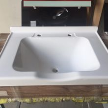 Duru Cam Beyaz 73x52 cm Dökme Akrilik Berber Lavabosu
