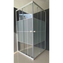 Durul 100x110 cm Kare 4 mm Orta Buzlu Beyaz Çizgi Yükseklik 180 cm Duşakabin