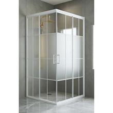 Durul 105x105 cm Kare 5 mm Orta Buzlu Beyaz Çizgi 190 cm Yükseklik Duşakabin