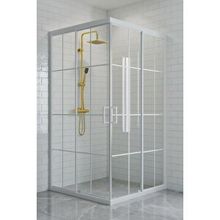 Durul 110x110 cm Kare 5 mm Şeffaf Beyaz Çizgi Yükseklik 190 cm Duşakabin