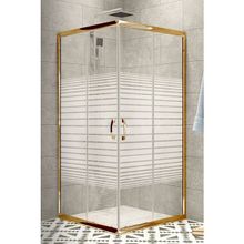 Durul 70x125 cm Altın Profil 5 mm Çizgili Cam Duş Teknesiz Duşakabin