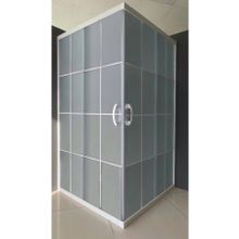 Durul 80x100 cm Kare 5 mm Buzlu Beyaz Çizgi Yükseklik 190 cm Duşakabin