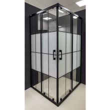 Durul 80X120 cm Dikdörtgen 5 mm Orta Buzlu Siyah Çizgi Yükseklik 190 CM Duşakabin