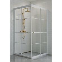 Durul 85x115 cm Kare 5 mm Şeffaf Beyaz Çizgi Yükseklik 190 cm Duşakabin