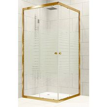 Durul 90x135 cm Altın Profil 5 mm Çizgili Cam Duş Teknesiz Duşakabin