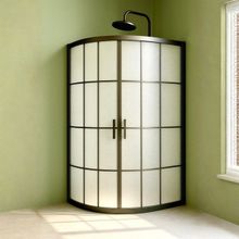 Durul 90x90 cm Oval Siyah Çizgi Komple Buzlu Cam Duşakabin
