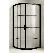 Durul 90x90 cm Oval Siyah Çizgi Komple Buzlu Cam Duşakabin