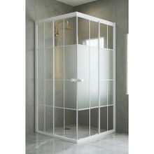 Durul 95x115 cm Kare 4 mm Orta Buzlu Beyaz Çizgi Yükseklik 180 cm Duşakabin