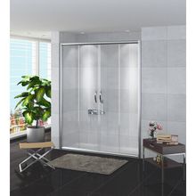 Durul DİDAC130 Teknesiz 132 cm İki Duvar Arası 2 Sabit + 2 Kayar Çizgili Ön Cephe Duşakabin