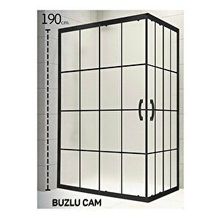 Durul Dikdörtgen 5 mm Komple Buzlu Siyah Karolaj Yükseklik 190 cm 100x120 cm Duşakabin