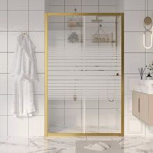 Durul Ön Cephe Altın 5 MM Çizgili Cam Yükseklik 190x125 CM Duşakabin