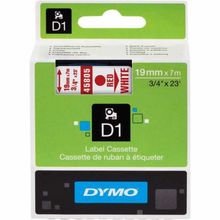 Dymo 45805 19 mm 7 mt Standart Beyaz Üzerine Kırmızı D1 Şerit