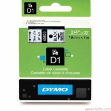 Dymo D1 45803 Beyaz-Siyah 19mm x 7m Yedek Şerit