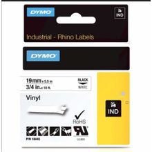 Dymo Rhinopro 18444 Beyaz-Siyah 12 mm x 5.5 m Renkli Vinil Şerit