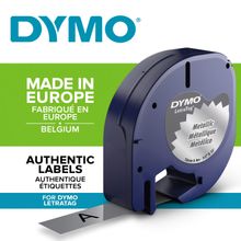 Dymo S0721730 LetraTag 12 mm x 4 mt Gri Metalik Şerit