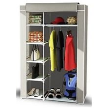 Dzgn Home Tek Yandan Raflı Metal Profilli Kumaş Bez Dolap Gardrop