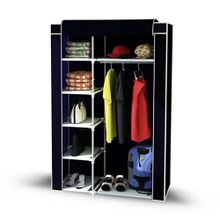 Dzgn Home Tek Yandan Raflı Siyah Plastik Pvc Profilli Kumaş Bez Dolap Gardrop