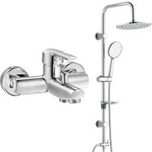 E.C.A Delta Banyo Bataryası + T-May Banyo Bostan Oval Tepe Paslanmaz Krom Duş Seti