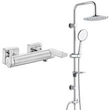 E.C.A Icon Banyo Bataryası + T-May Banyo Bostan Oval Tepe Paslanmaz Krom Duş Seti