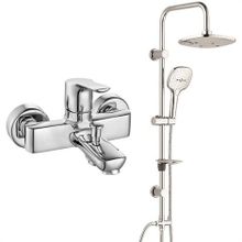 E.C.A Luna Banyo Bataryası ve T-May Paslanmaz Krom Banyo Ayvacık Elips Tepe Duş Takımı Seti