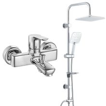 E.C.A Luna Banyo Bataryası+T-May Banyo Çamlıca Kare Tepe Paslanmaz Krom Duş Seti