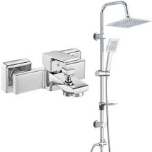 E.C.A Tiera Banyo Bataryası ve T-May Paslanmaz Krom Banyo Çam Kare Tepe Duş Takımı Seti