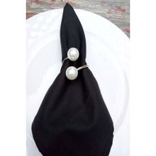 E-Sanat Evi Gümüş Metal Halkalı Krem İncili 6 Adet Peçete Yüzüğü
