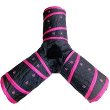 Eastland Pati Desenli Üç Yollu 25x35 cm Pembe Siyah Kedi Oyun Tüneli