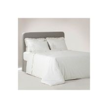 Ecocotton 240x220 cm 100 Organik Pamuk Perkal Nakışlı Krem Elsa Battal Boy Nevresim Takımı