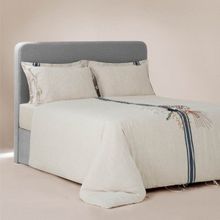 Ecocotton Charla Ekru-Lacivert 240x220 cm Çift Kişilik Nevresim Takımı